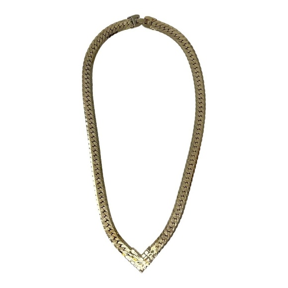 Vintage Gold Tone Cocktail Necklace with Crystal Accents - Picture 8 of 9